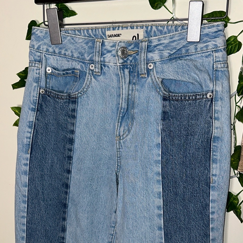 Garage Two Tone Color Block Mom Jeans - Picture 2 of 6